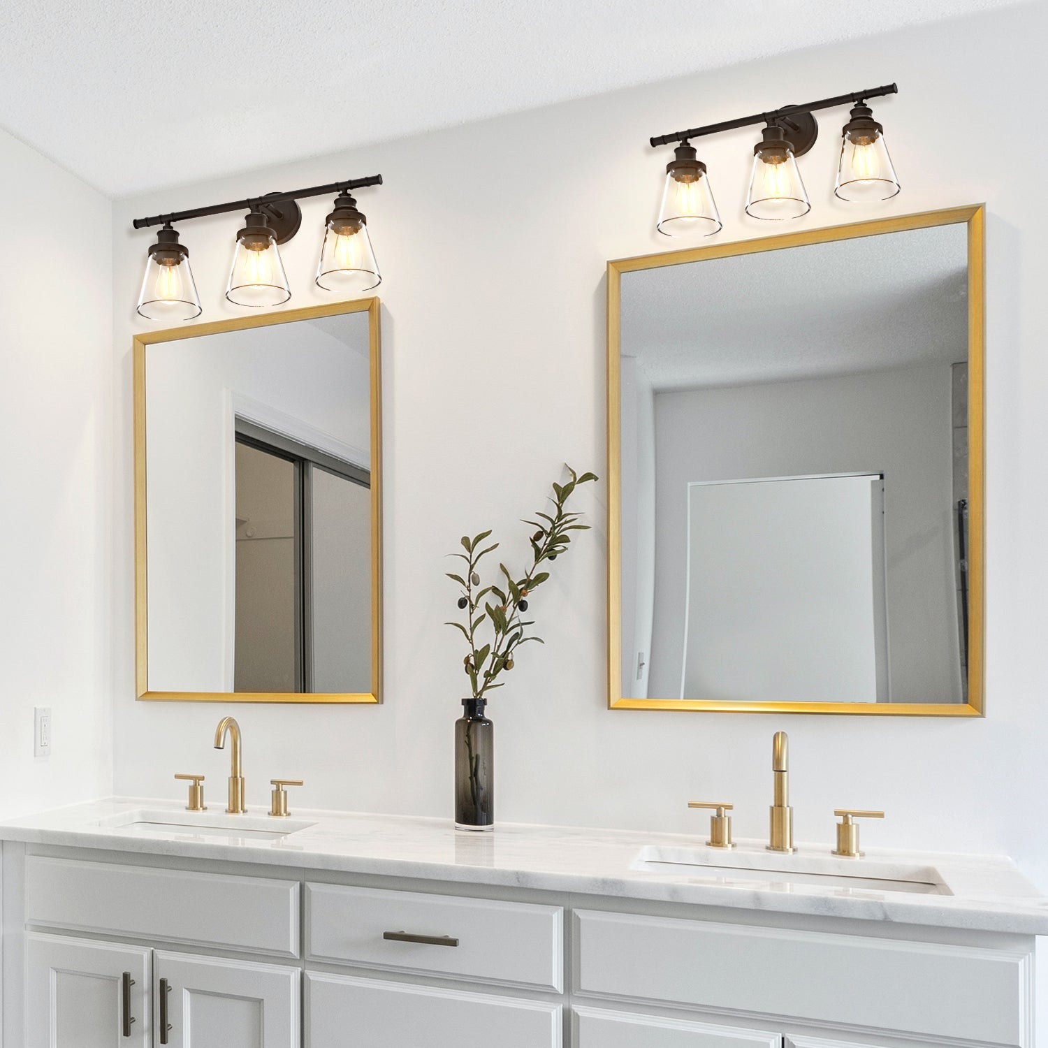 3-Light Black Modern/Contemporary Vanity Light