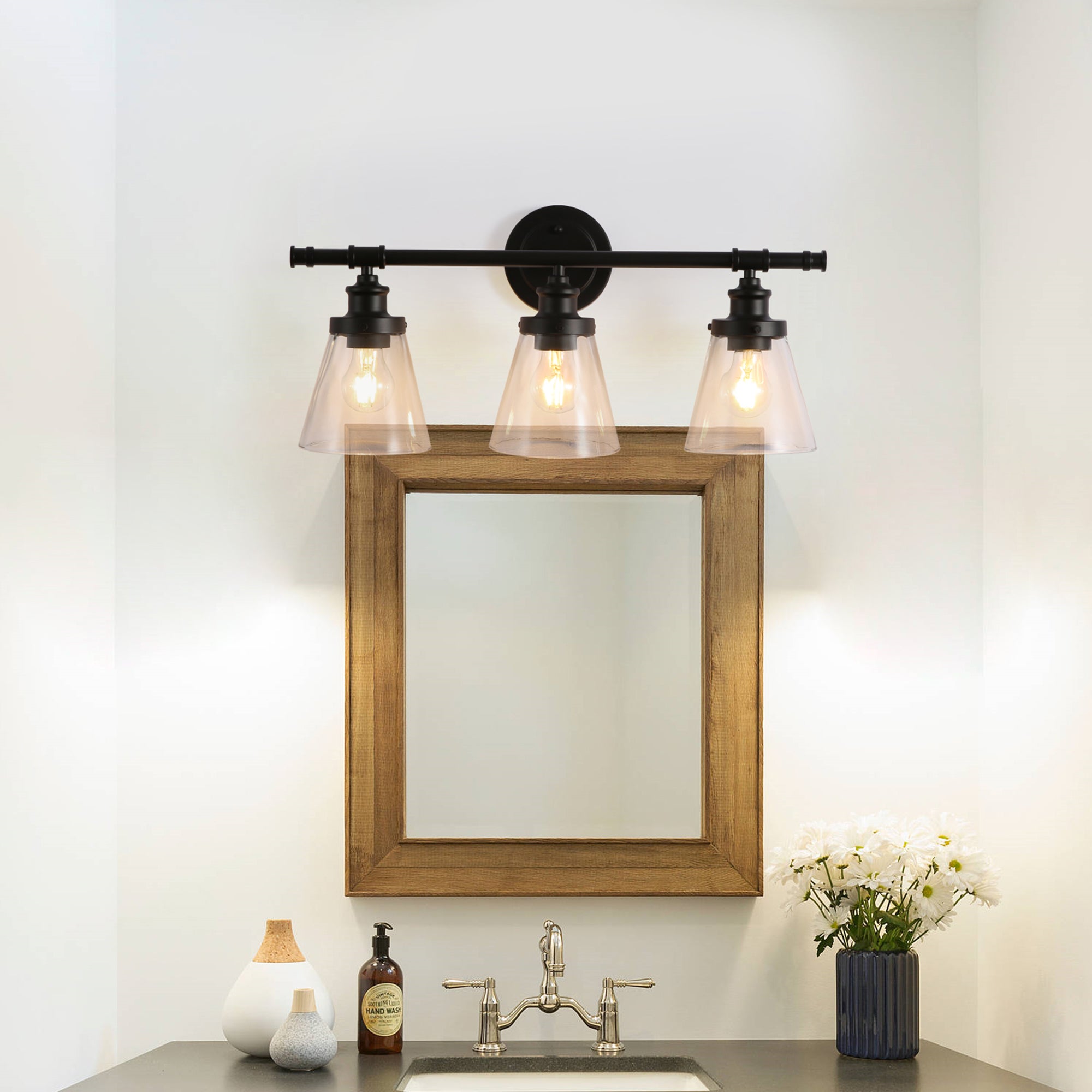 3-Light Black Modern/Contemporary Vanity Light