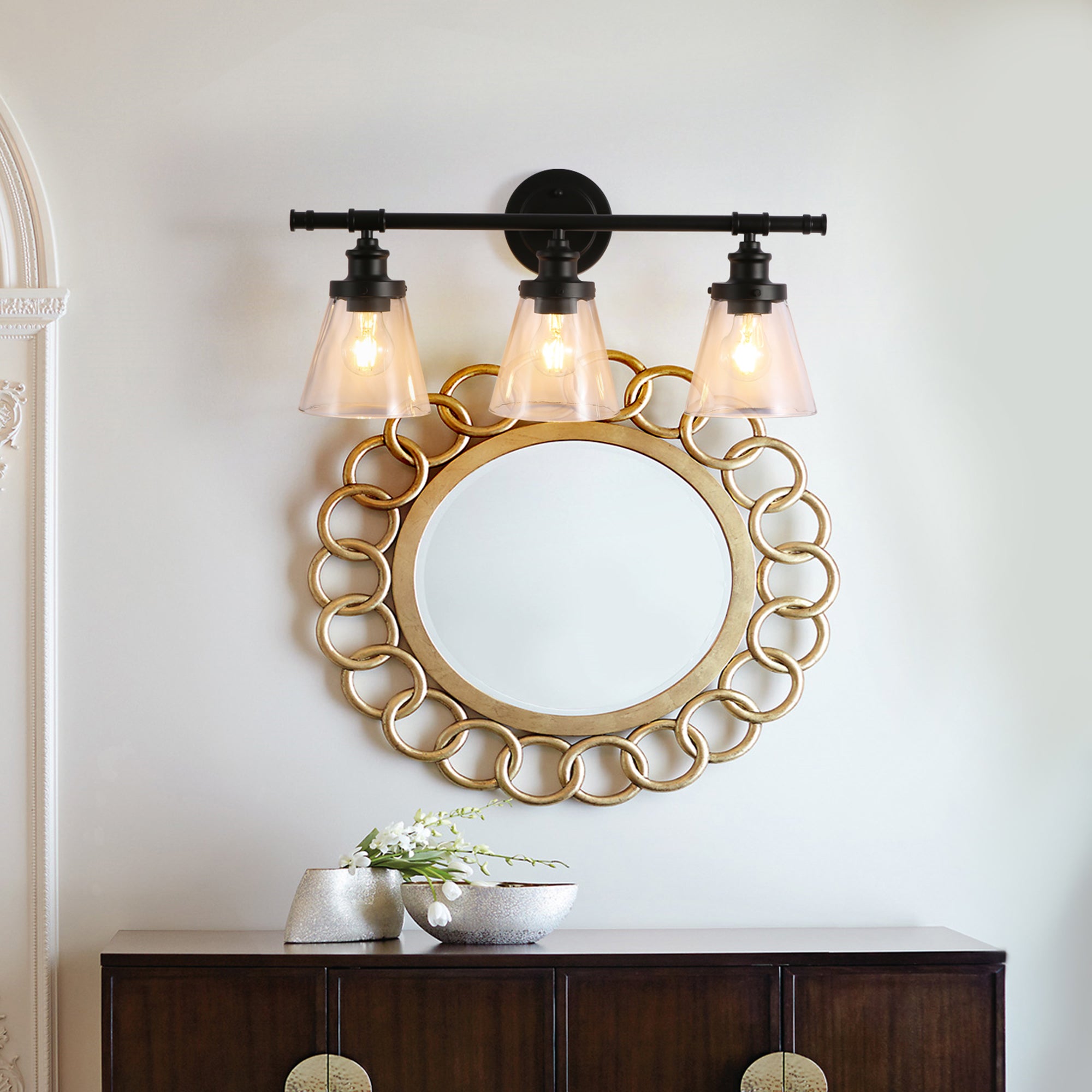 3-Light Black Modern/Contemporary Vanity Light