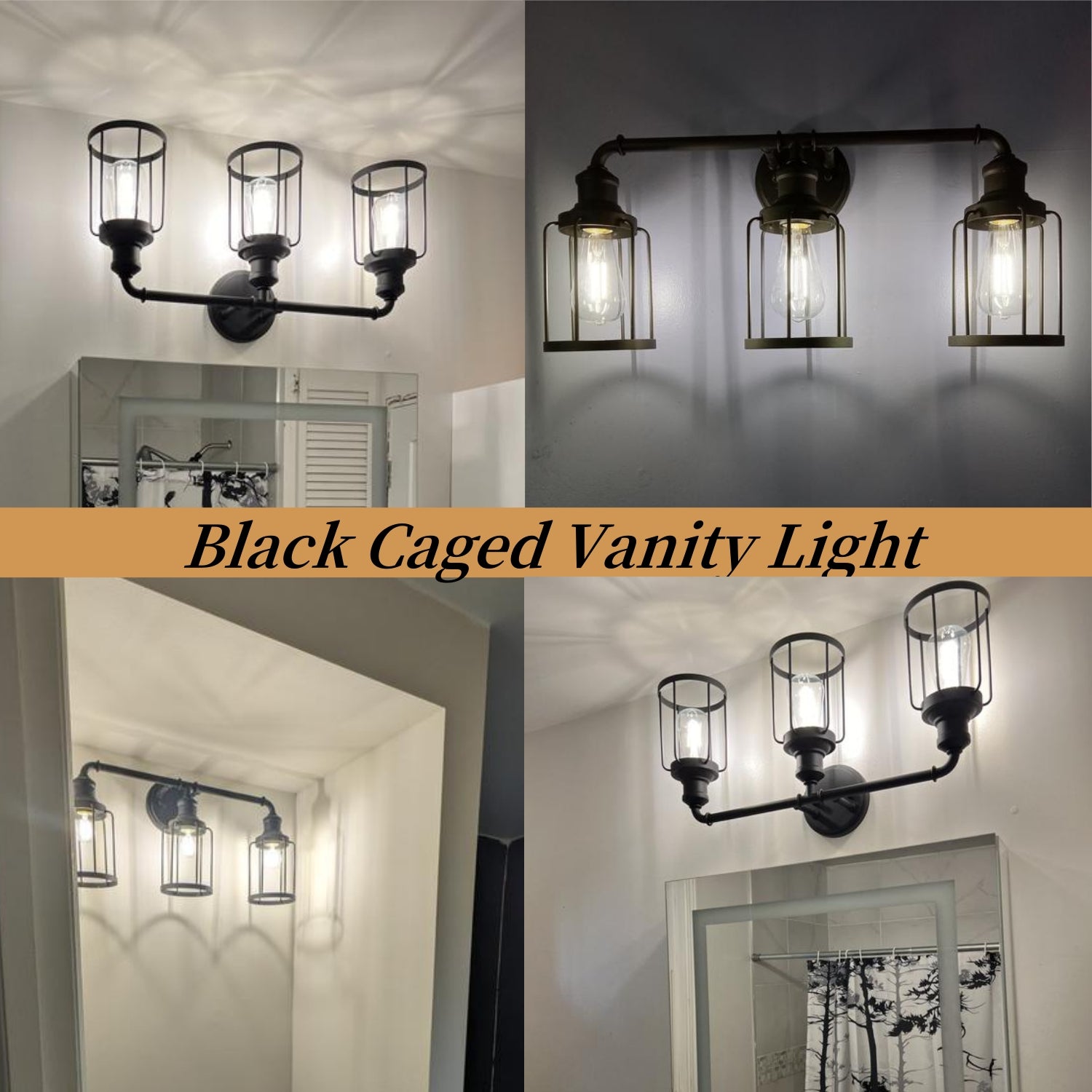 Cedar Hill 24-in 3-Light Matte Black LED Industrial Vanity Light