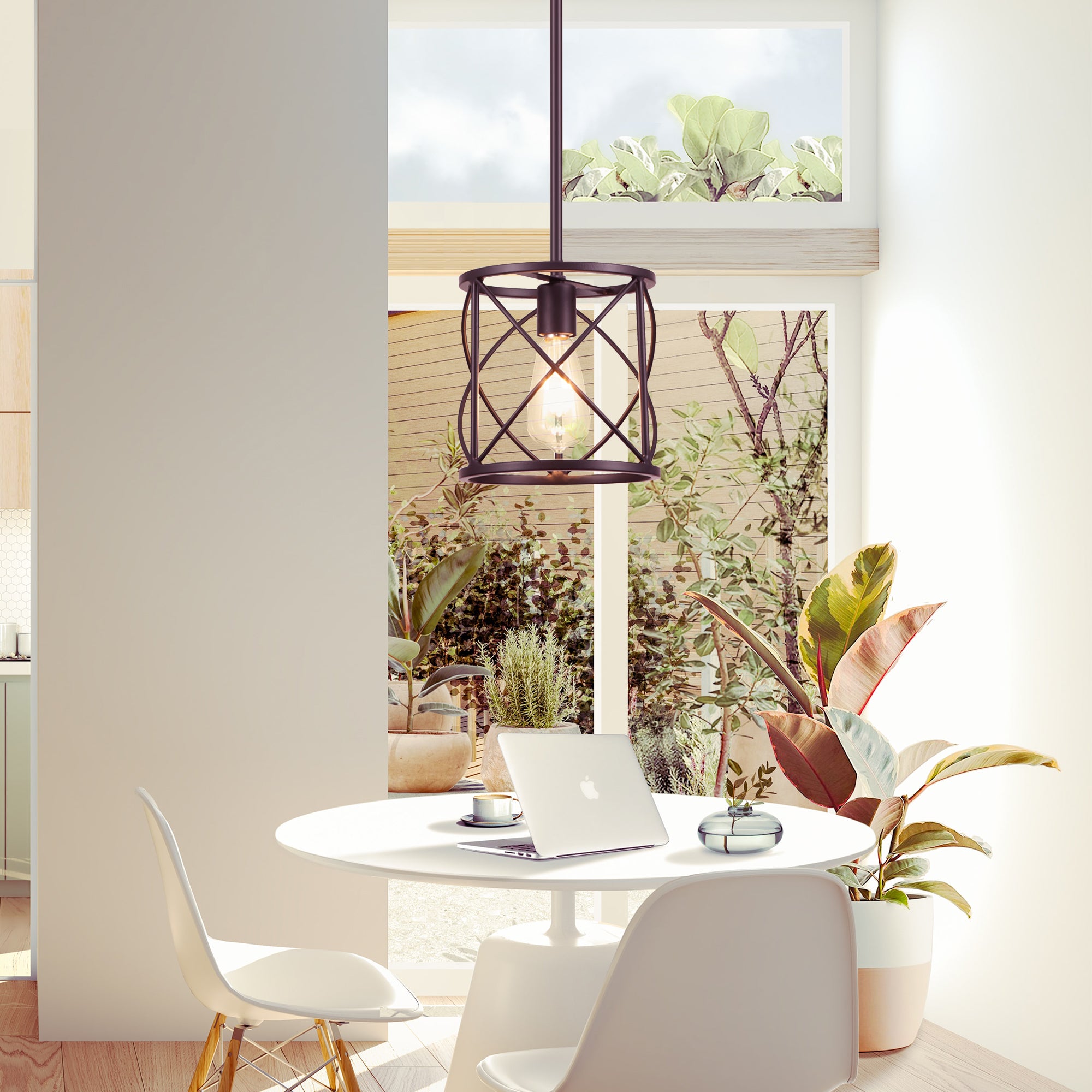 Bronze Farmhouse Lantern Mini Hanging Pendant Light
