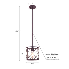 Bronze Farmhouse Lantern Mini Hanging Pendant Light