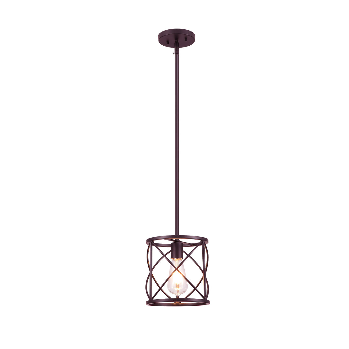 Bronze Farmhouse Lantern Mini Hanging Pendant Light