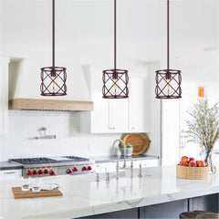 Bronze Farmhouse Lantern Mini Hanging Pendant Light