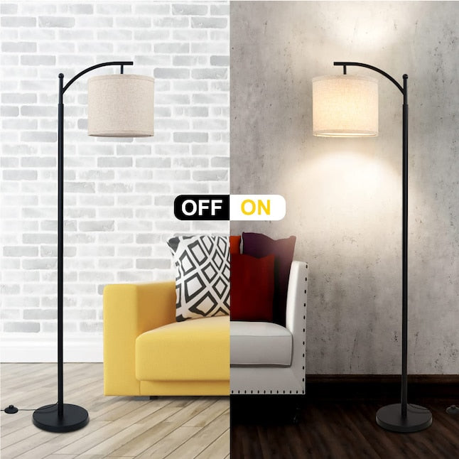 62-in Black Arc Floor Lamp with Fabric Shade