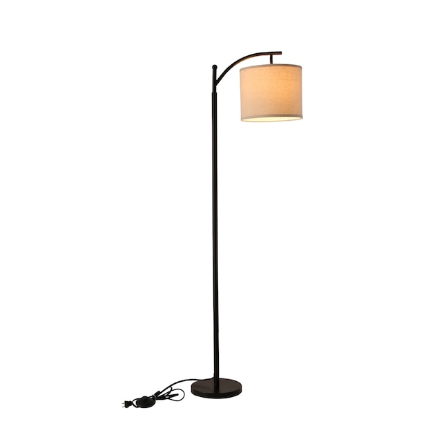 62-in Black Arc Floor Lamp with Fabric Shade