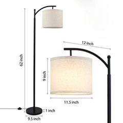 62-in Black Arc Floor Lamp with Fabric Shade