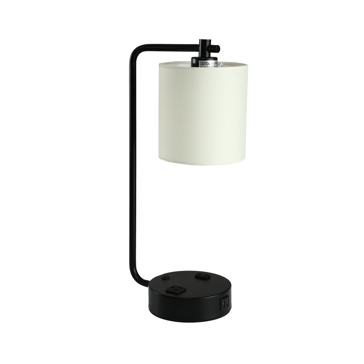 19-in Black LED Table Lamp with Fabric Shade