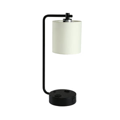 19-in Black LED Table Lamp with Fabric Shade