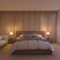 19-in Black LED Table Lamp with Fabric Shade