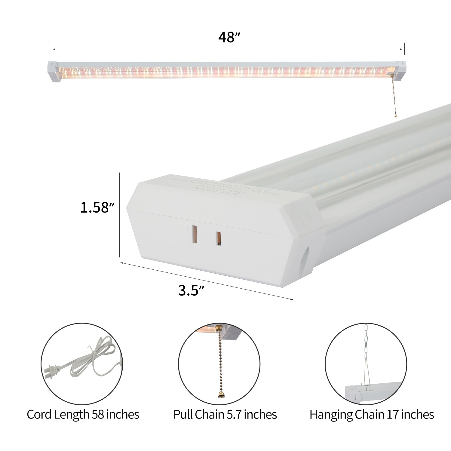 48.6-in 1-Light White 42-Watt Full Spectrum LED Grow Light Kit