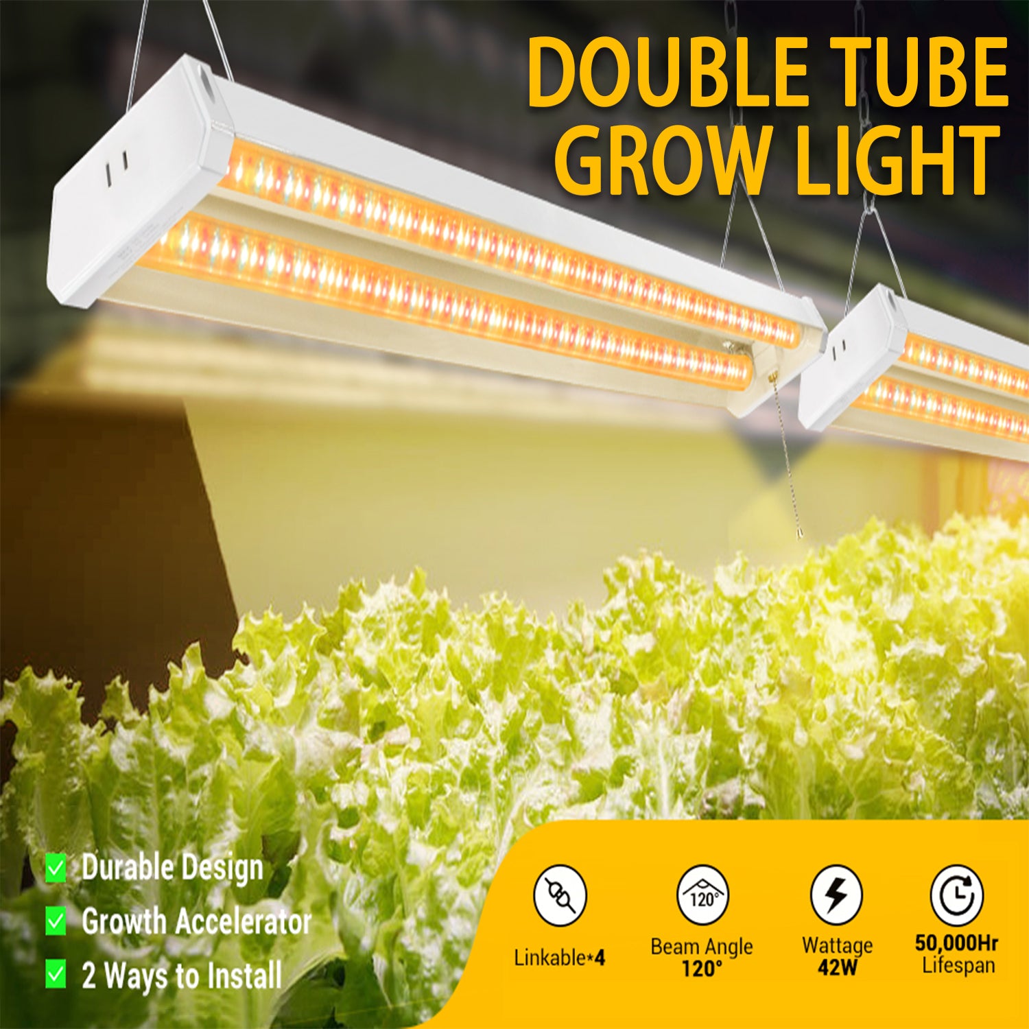 48.6-in 1-Light White 42-Watt Full Spectrum LED Grow Light Kit