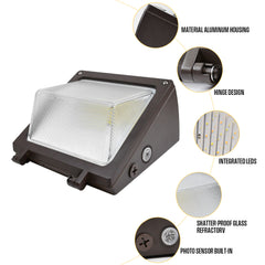 Cedar Hill Black Hardwired LED Outdoor Wall Pack Light 8800 -Lumen