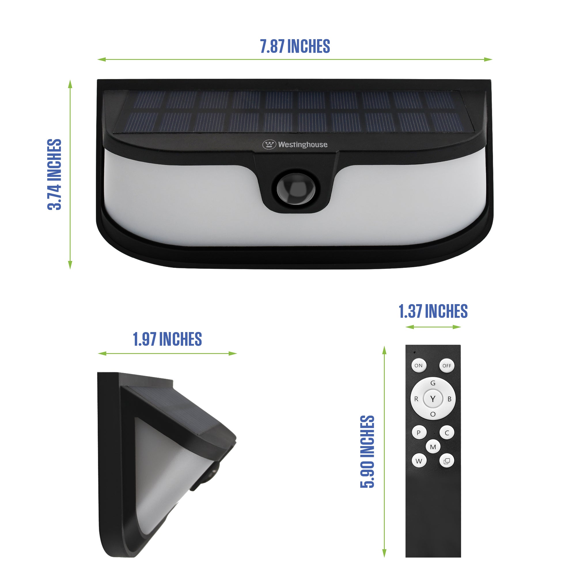 Westinghouse 1200 Lumen Solar LED Motion Activated Color Changing Wall Lights with Remote – 2-Pack