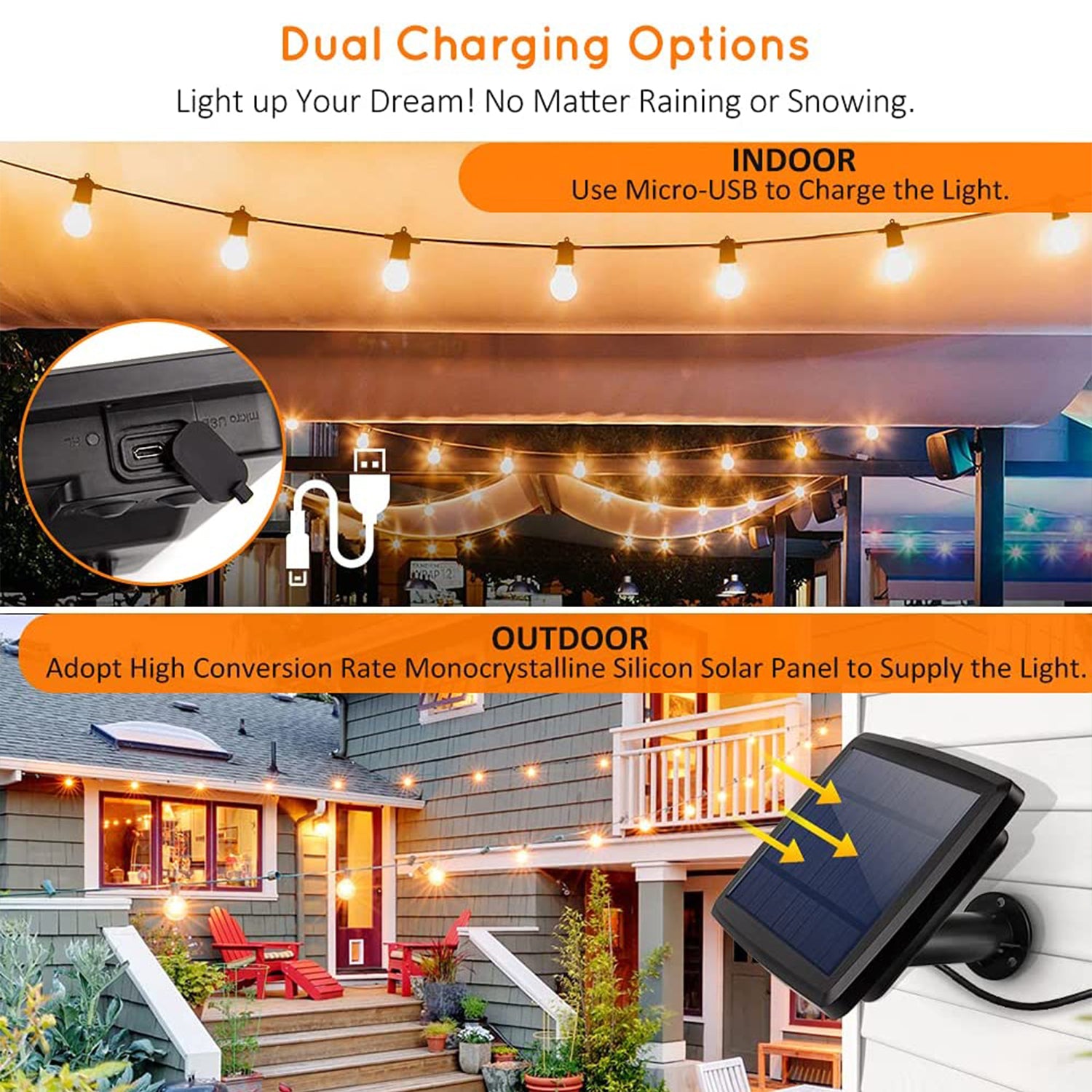15 Bulbs 50 ft. Outdoor Solar LED Edison String Light with Remote Control