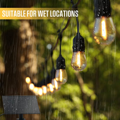 50FT Solar Outdoor String Light 15 LED Bulbs with Remote