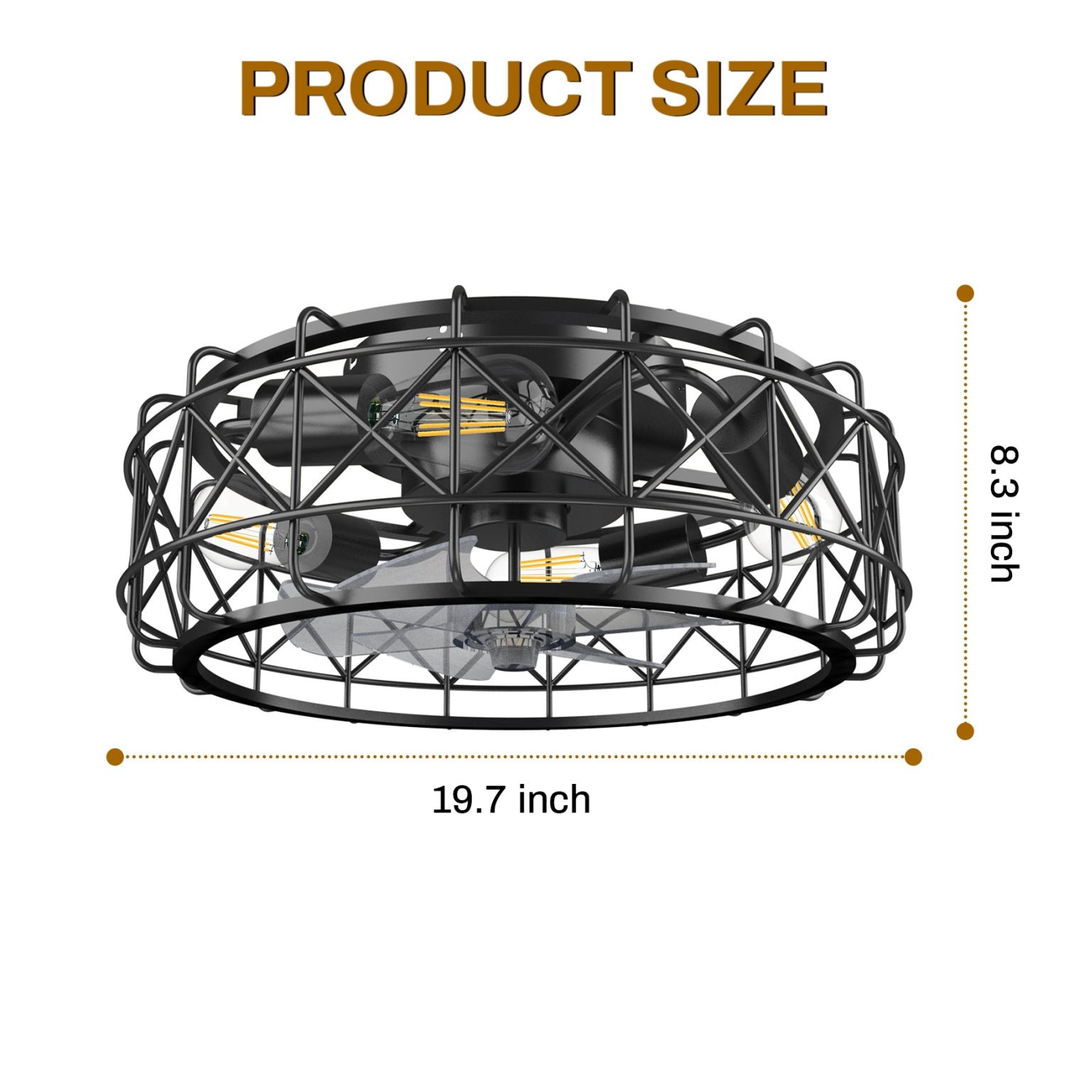 20 in. Black Caged Ceiling Fan with Remote Control