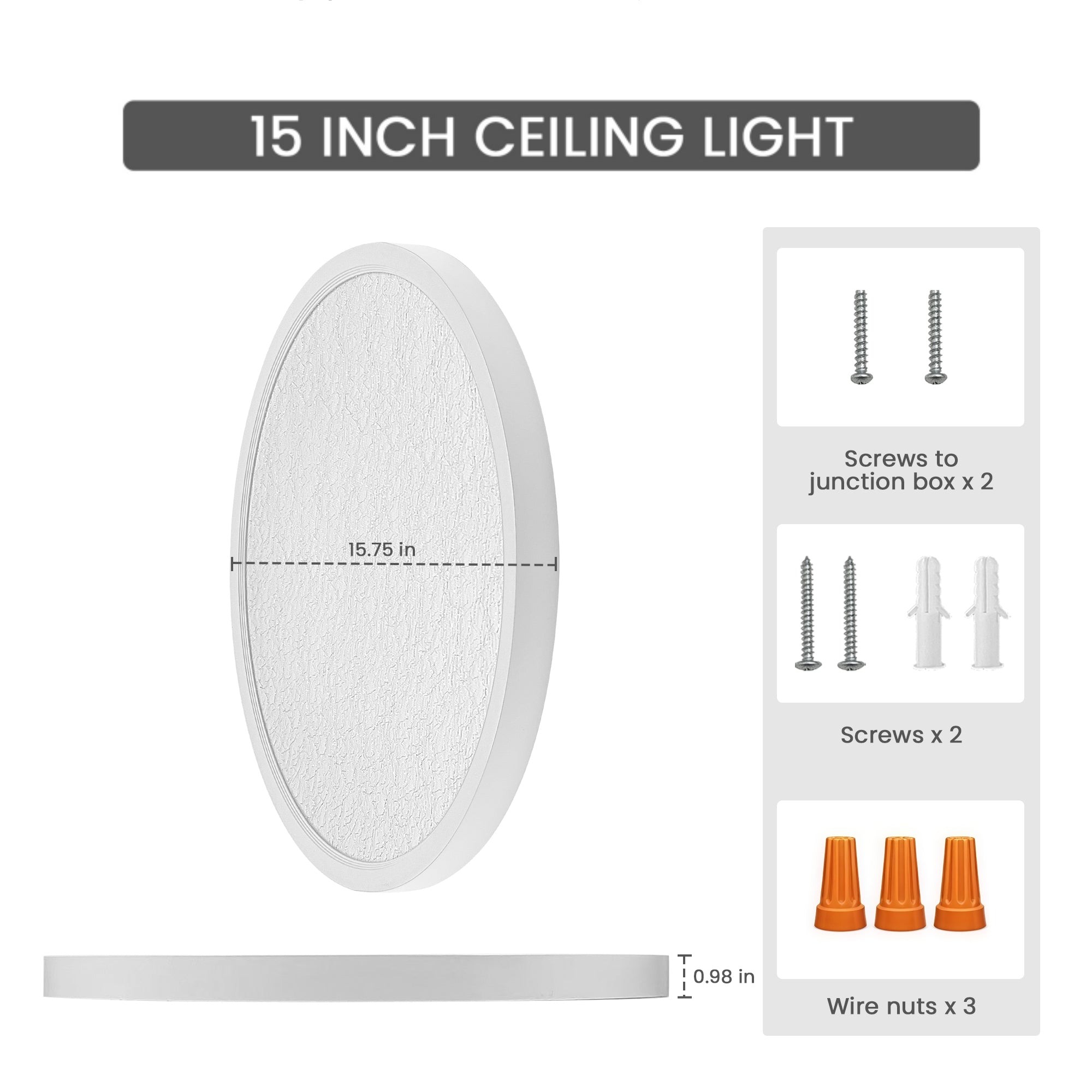 15-in Crackle Lens White Integrated LED Flush Mount Light