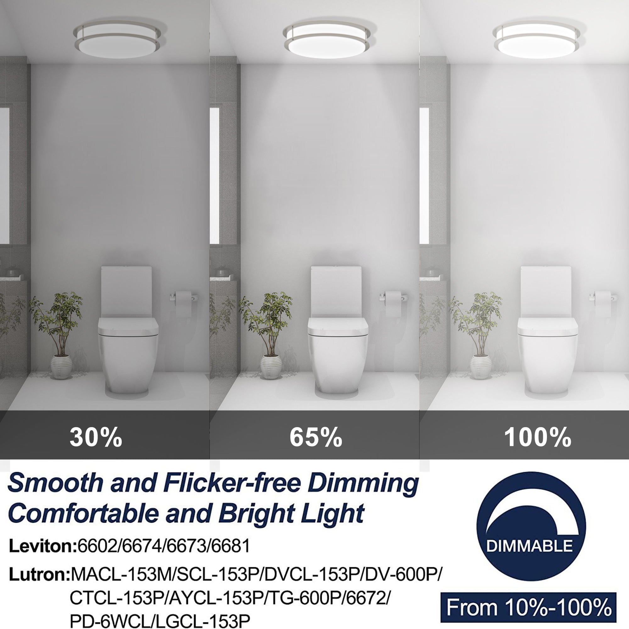 14-in Double Ring Brushed Nickel Integrated LED Flush Mount Light