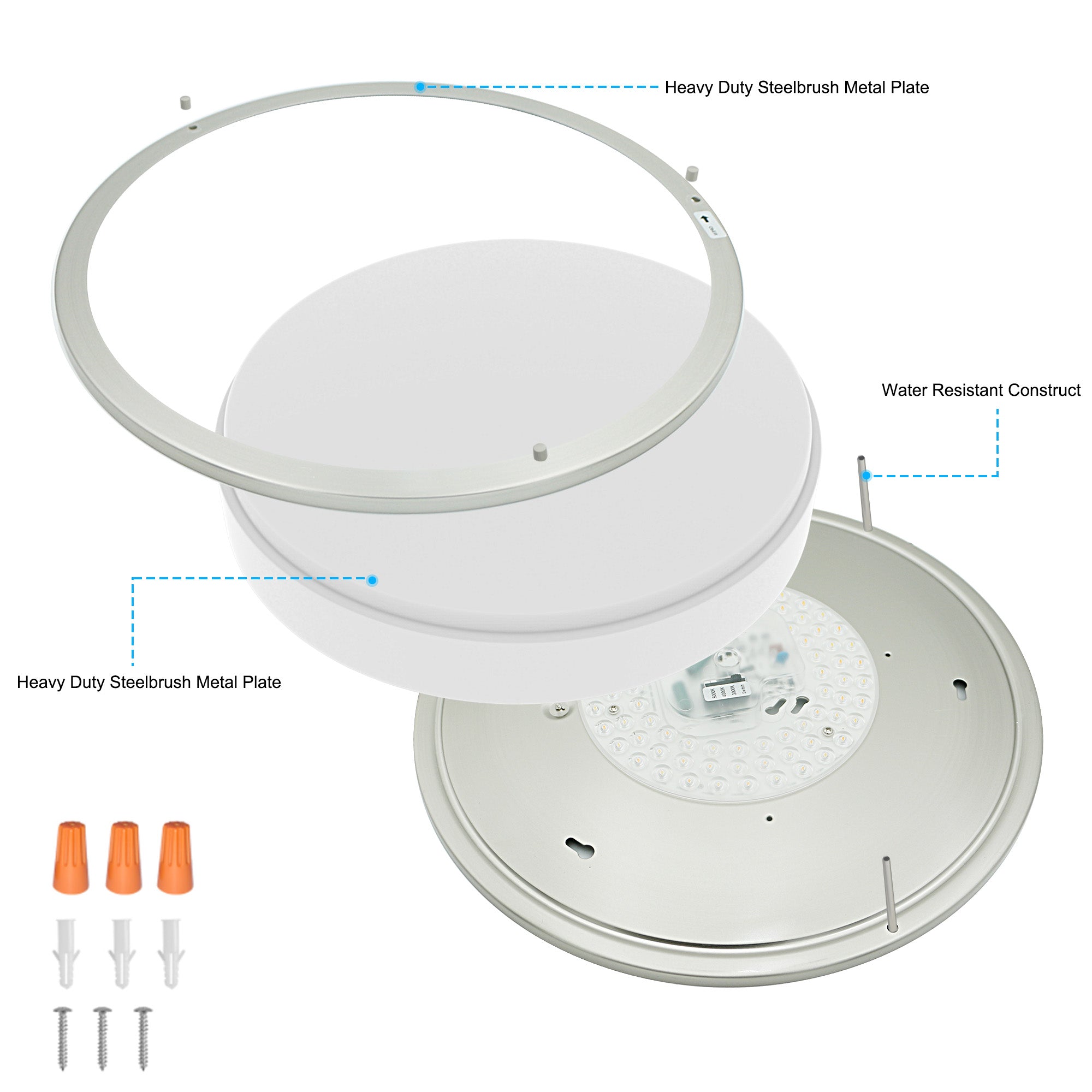 Flush Mount Light,1-Light Brushed Nickle LED