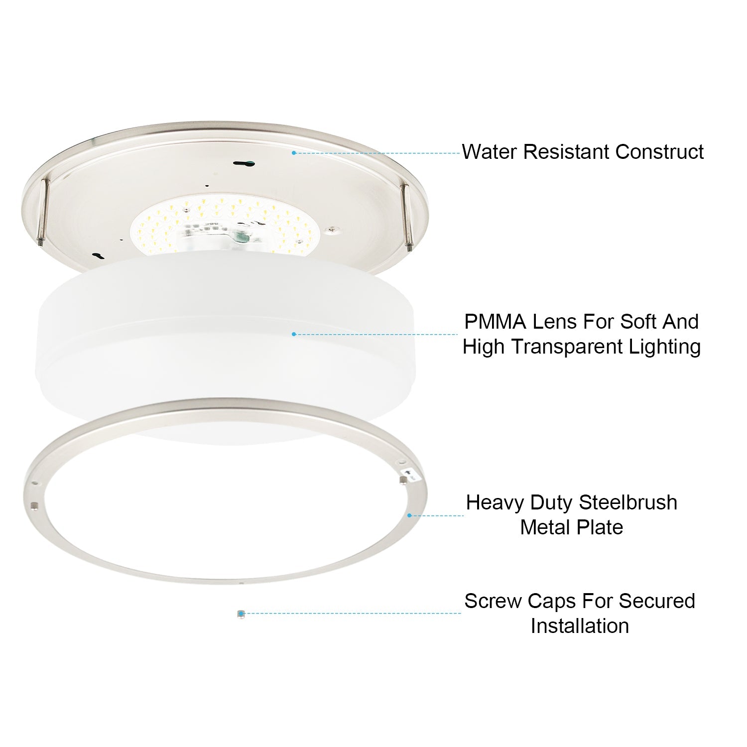 Flush Mount Light,1-Light Brushed Nickle LED