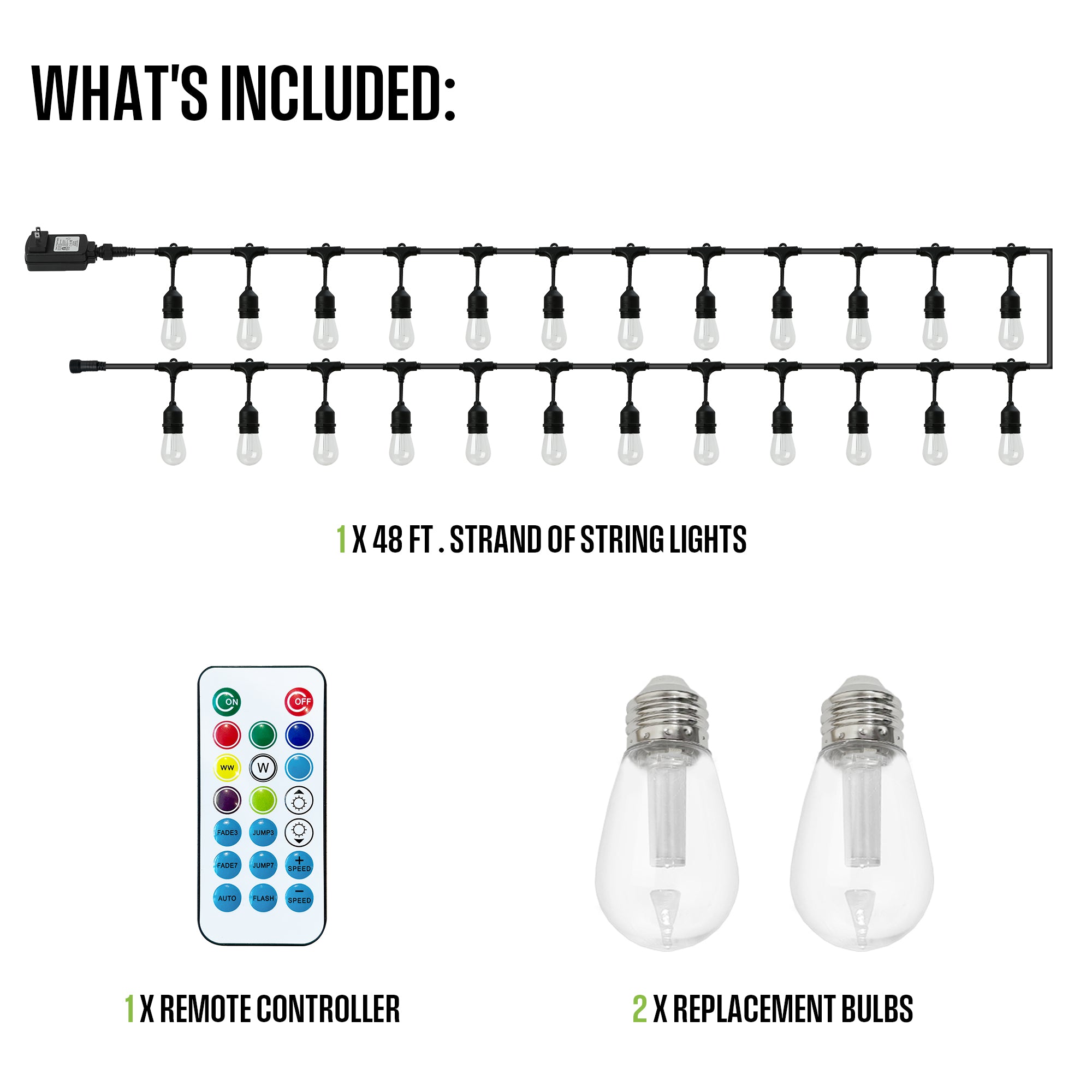 48-ft Indoor/Outdoor Color Changing LED String-Light with 24 Bulbs