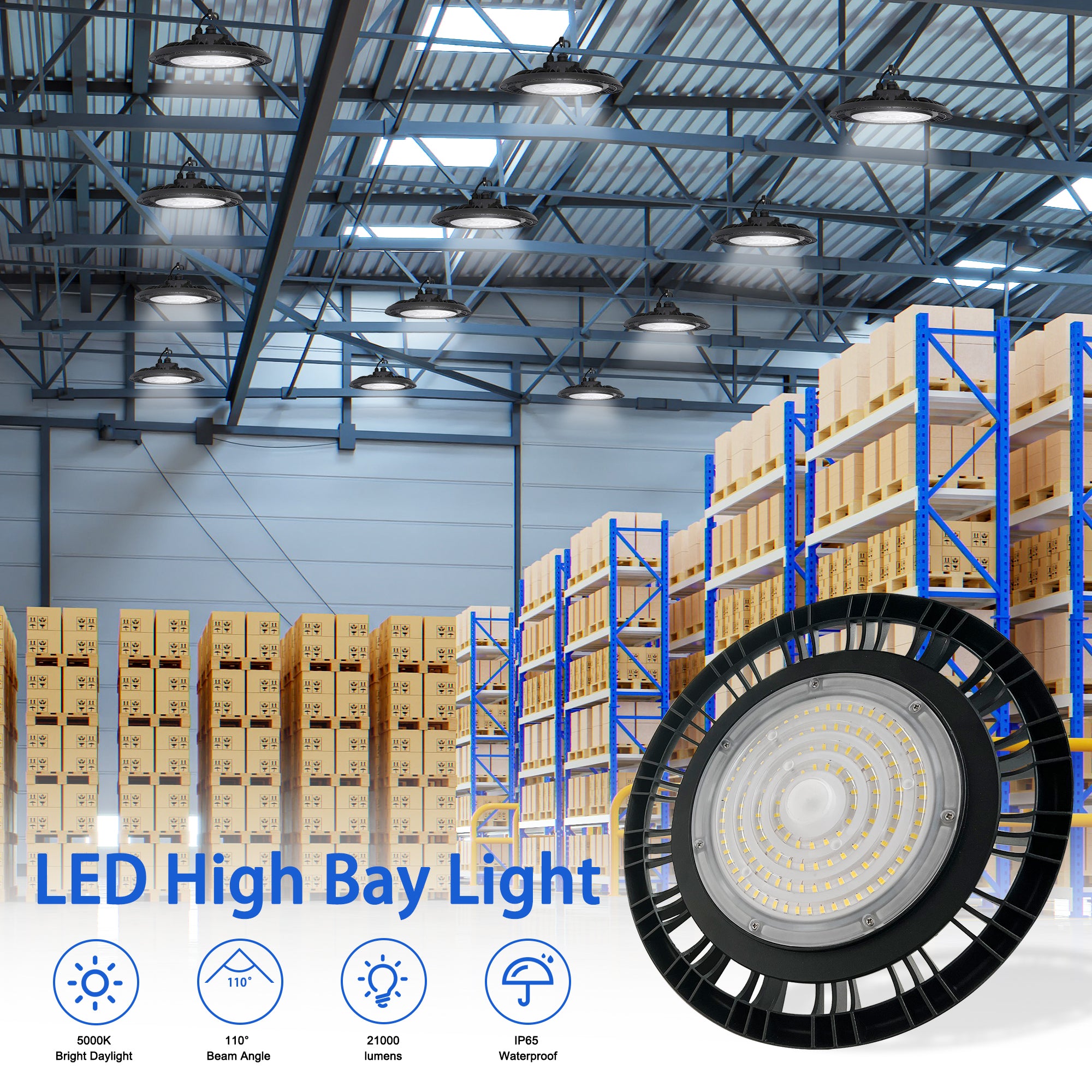 12-in x 12-in 14000-Lumen 5000 K Daylight LED High Bay Light