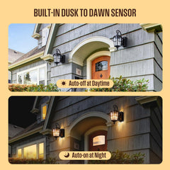 17-in H Matte Black Dusk to Dawn Outdoor Wall Light With GFCI