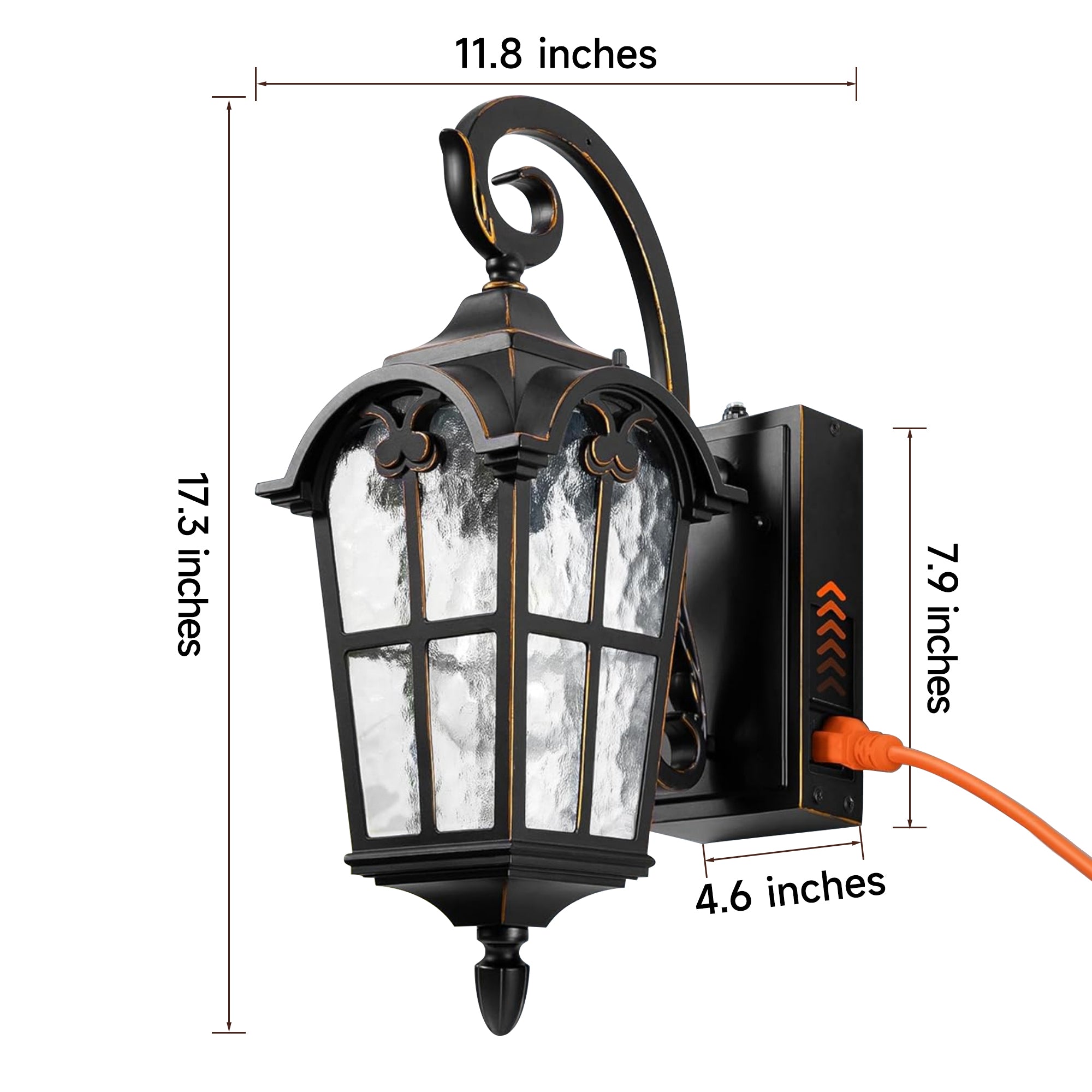 17-in H Matte Black Dusk to Dawn Outdoor Wall Light With GFCI