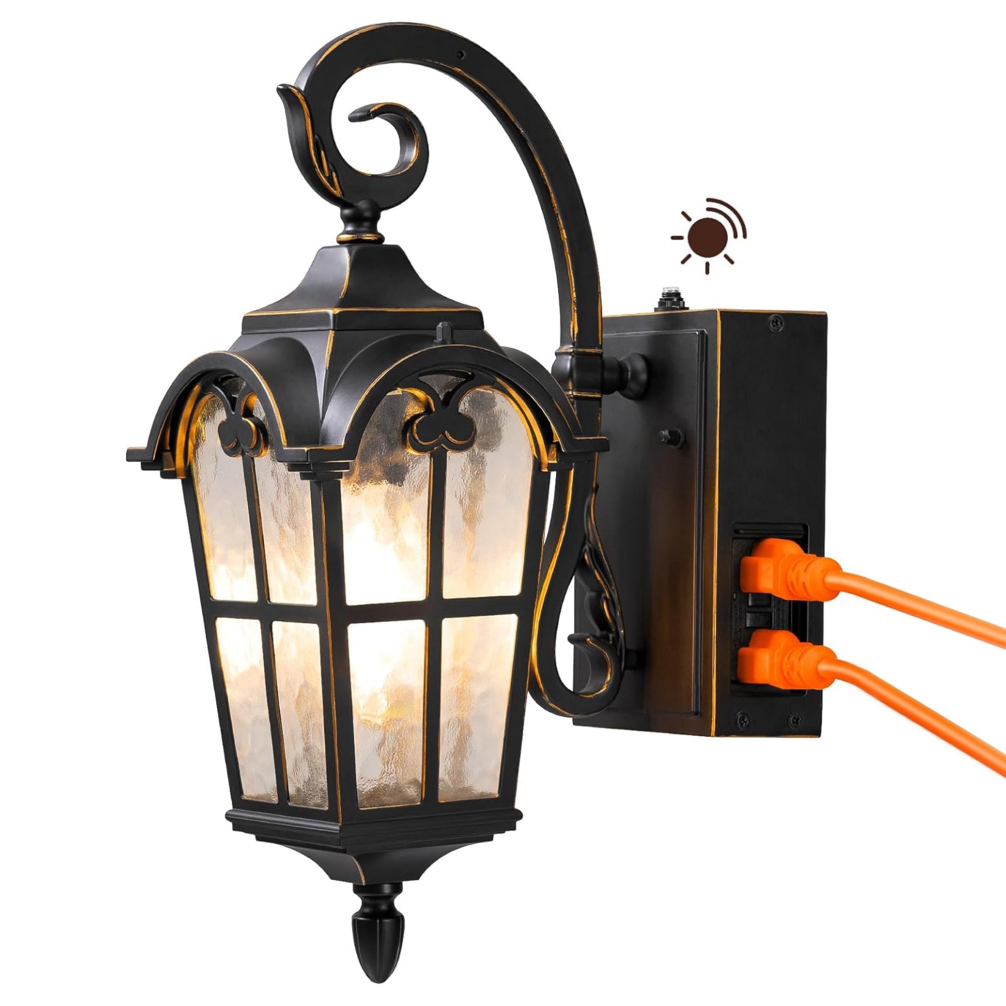 17-in H Matte Black Dusk to Dawn Outdoor Wall Light With GFCI