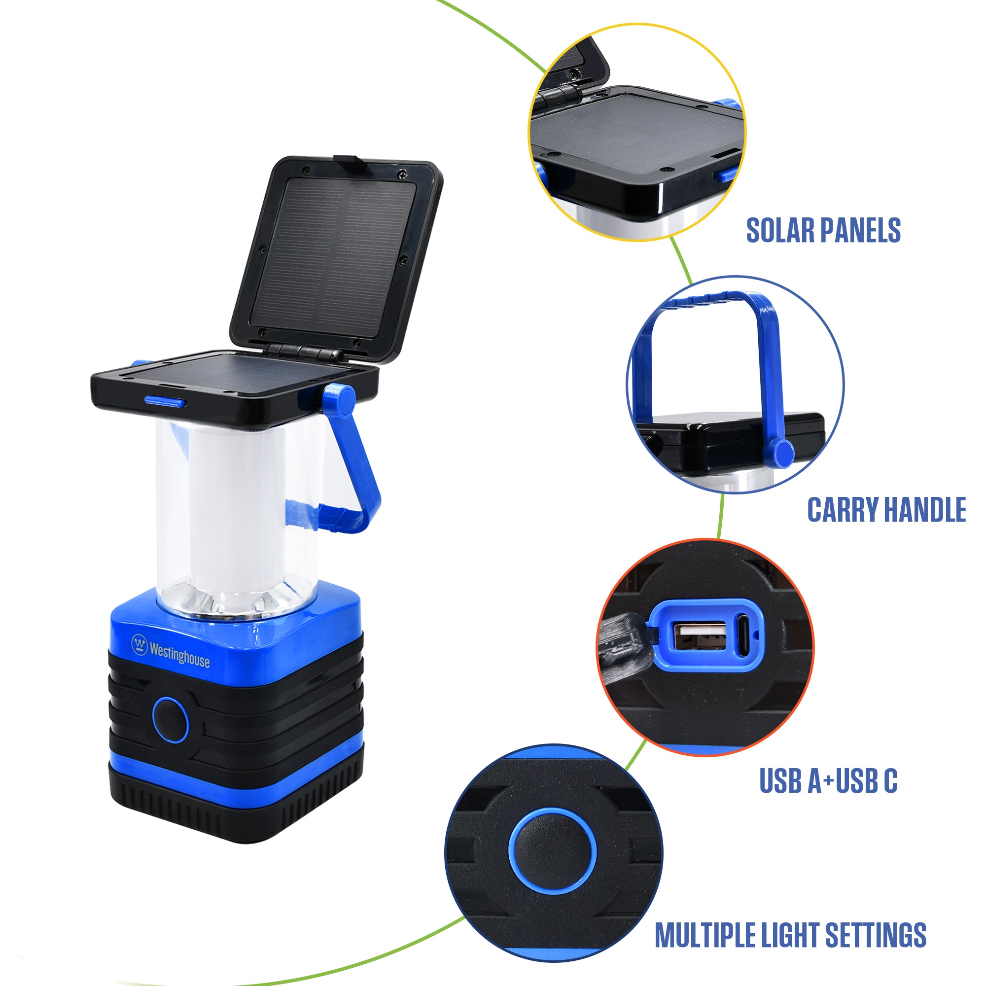 Westinghouse 1000 Lumen Solar Rechargeable LED Portable Lanterns (Set of 2)