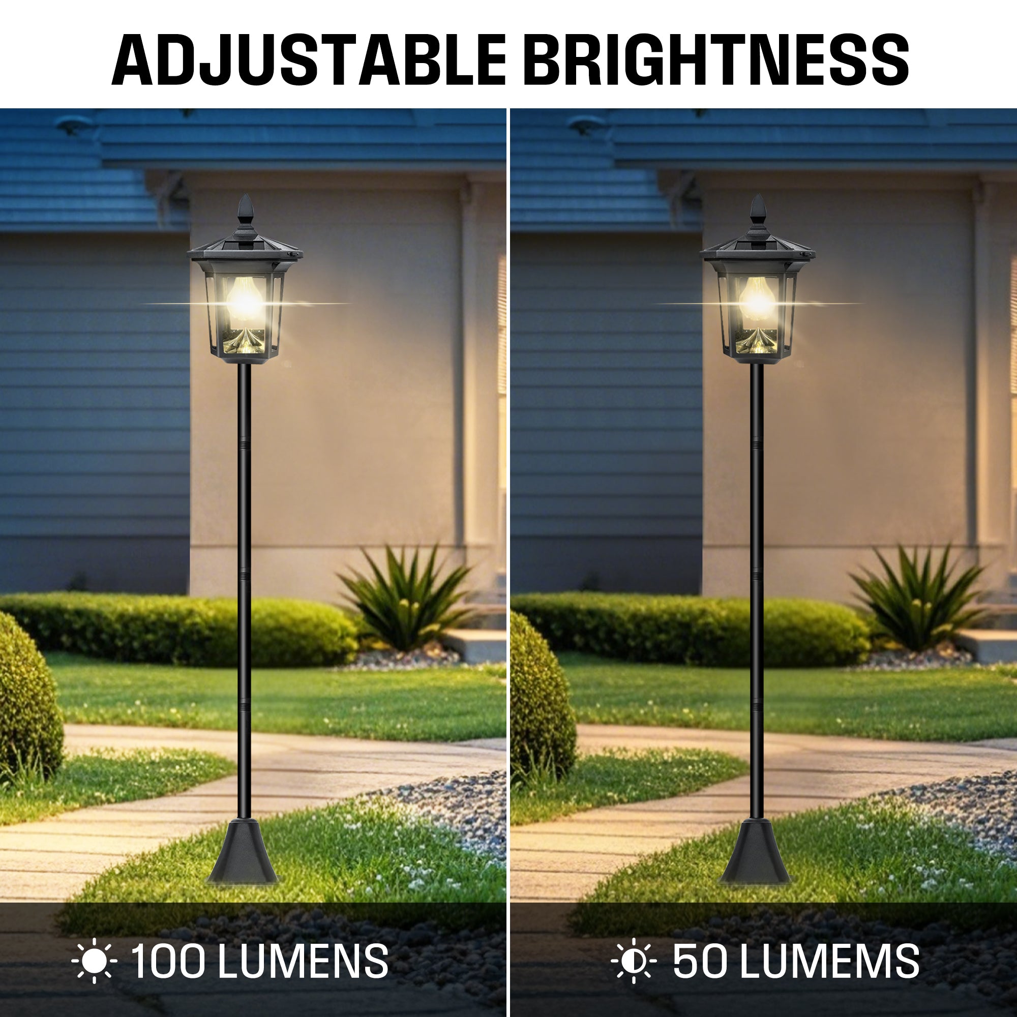 100 Lumen Solar Post Light – 2-Pack (3000K Warm White)