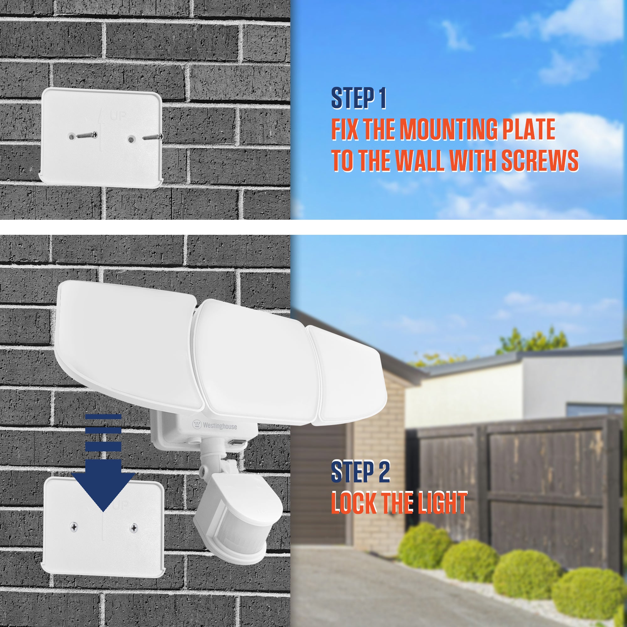 2-Pack 2000-Lumen White Integrated LED Solar Triple Head Security Light