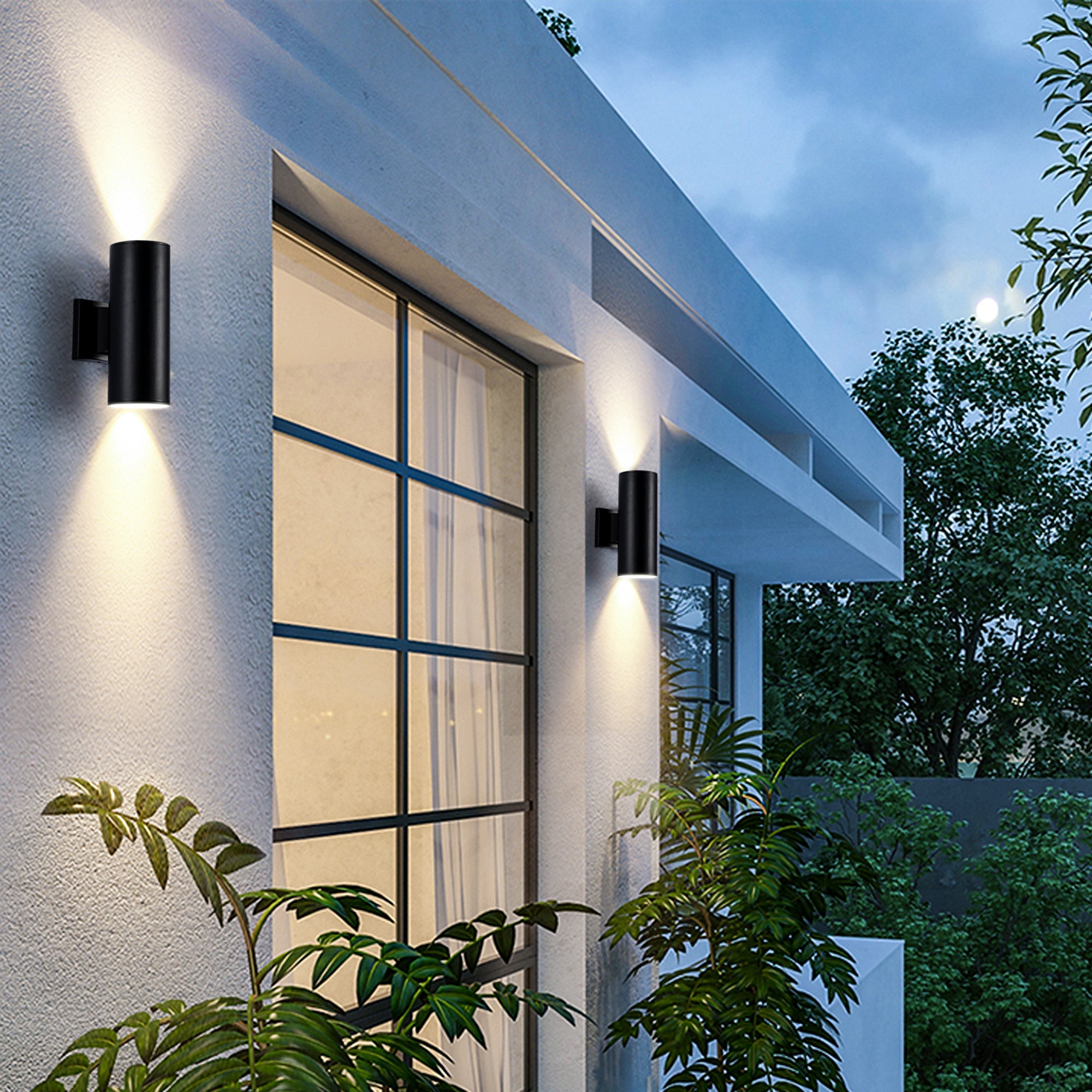 11-in Matte Black Integrated Outdoor Wall Light