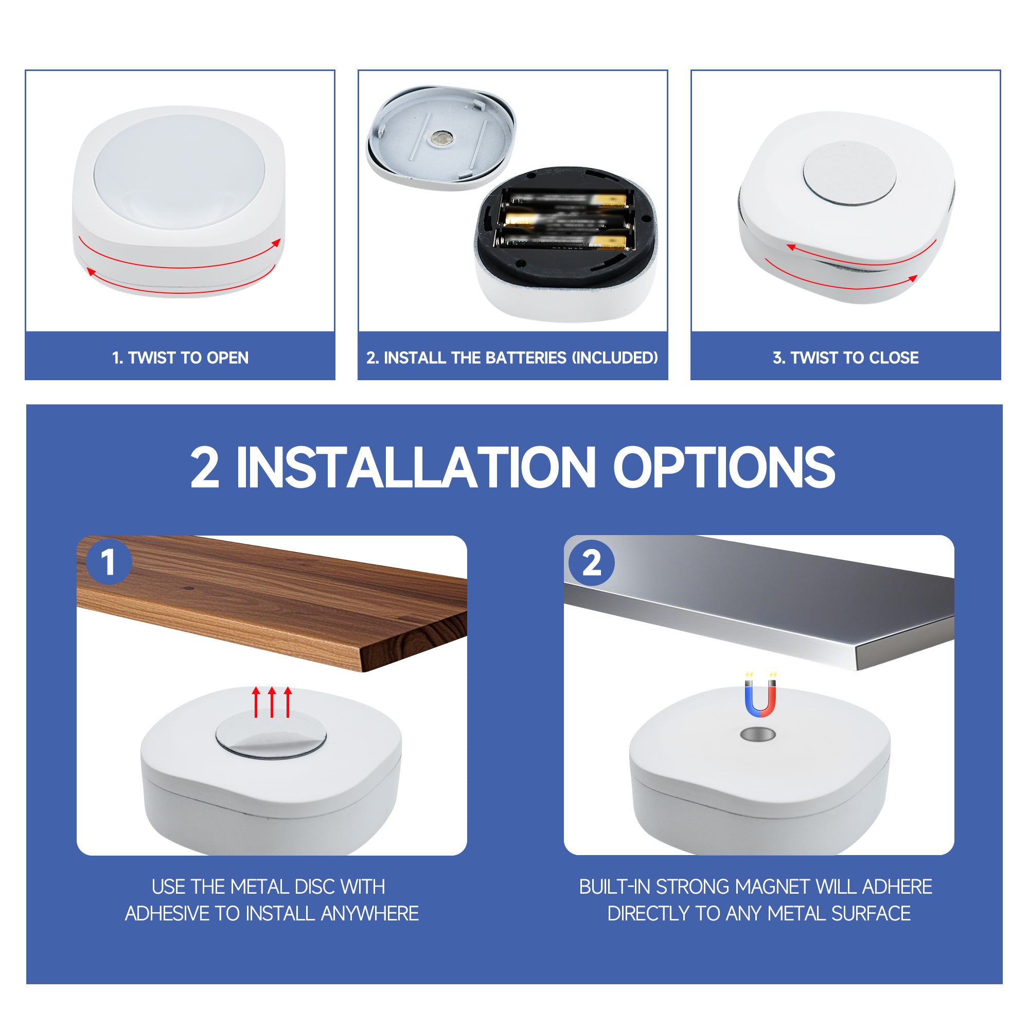 6-Pack Battery Operated Indoor LED Puck Light with Remote