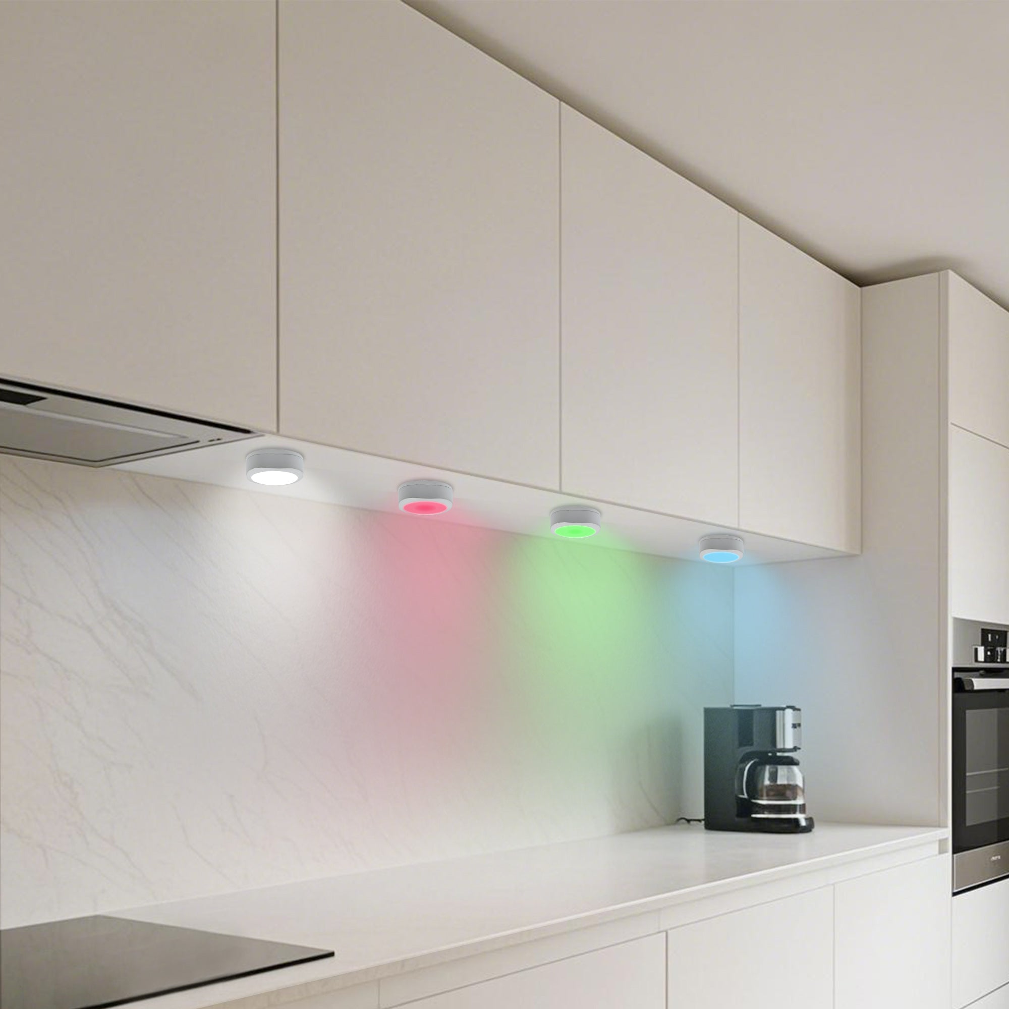 6-Pack Battery Operated Indoor LED Puck Light with Remote