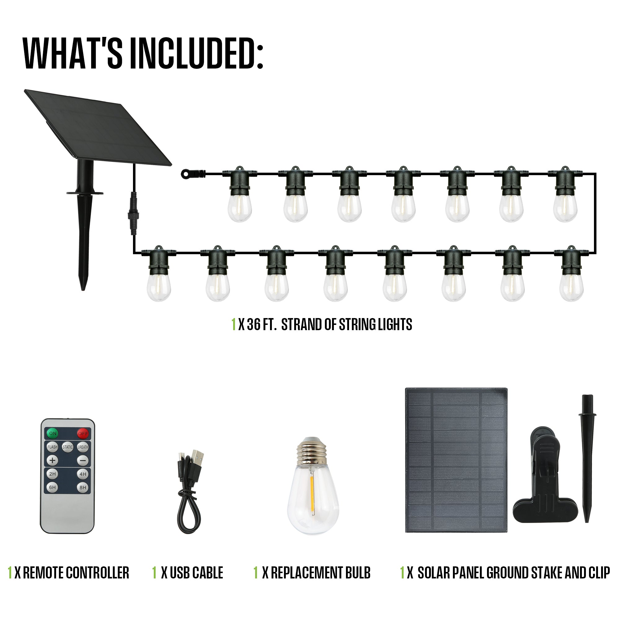 Westinghouse 36FT Solar String Light – 15 Bulbs