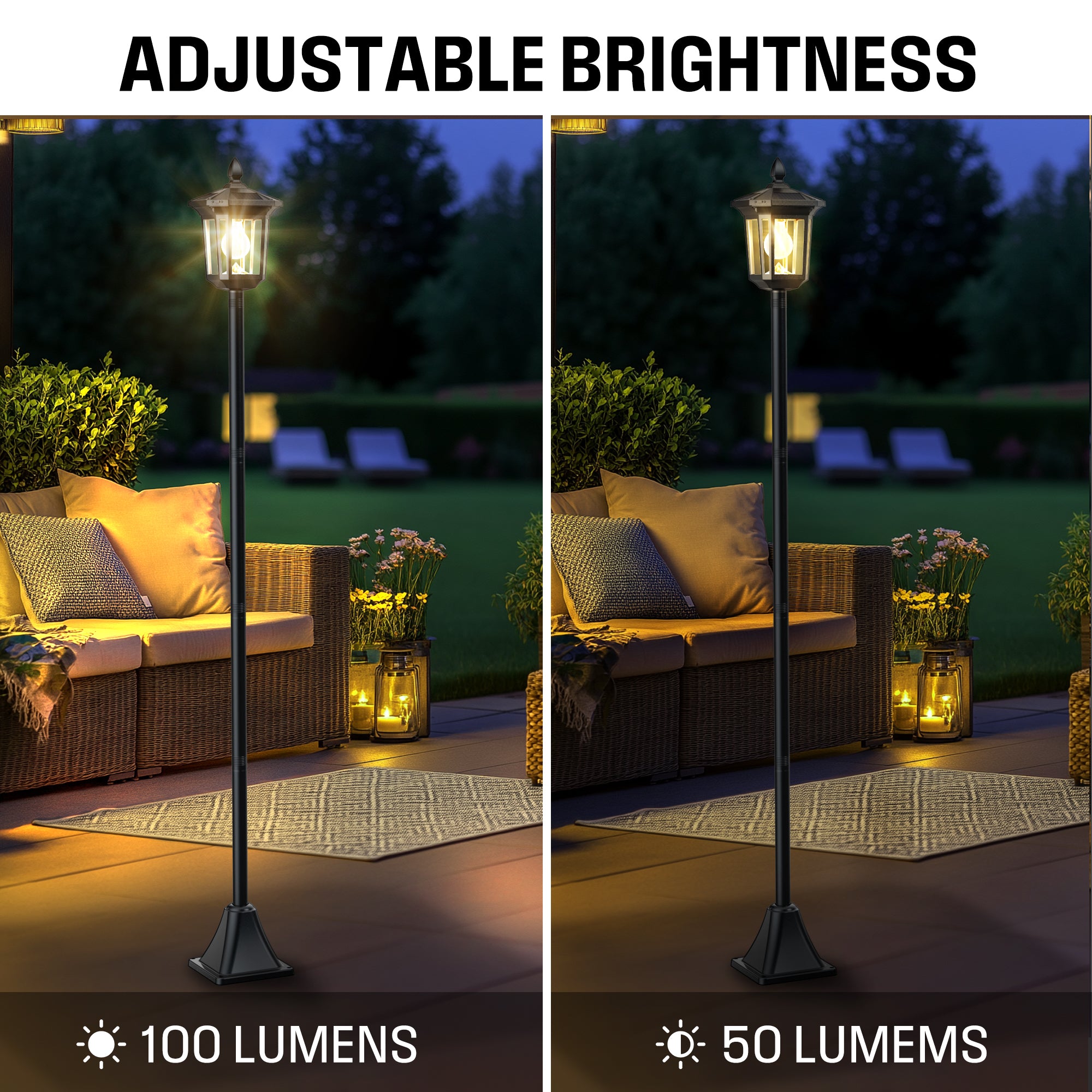 100 Lumen Solar Post Light – 2-Pack (3000K Warm White)