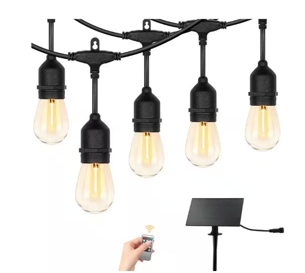 15 Bulbs 50 ft. Outdoor Solar LED Edison String Light with Remote Control