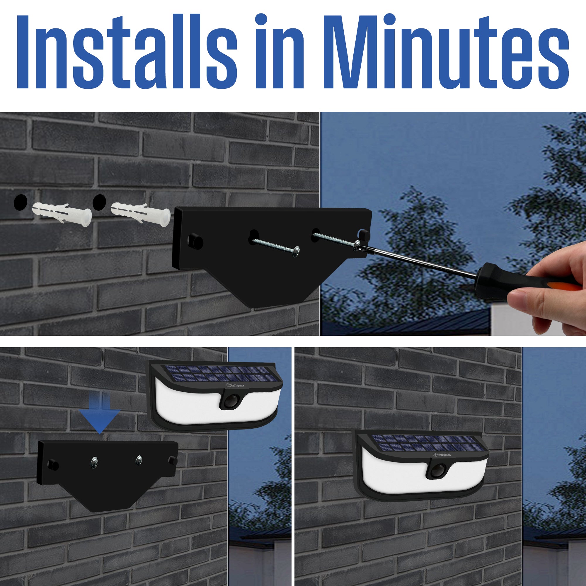Westinghouse 1200 Lumen Solar LED Motion Activated Wall Lights – 4-Pack