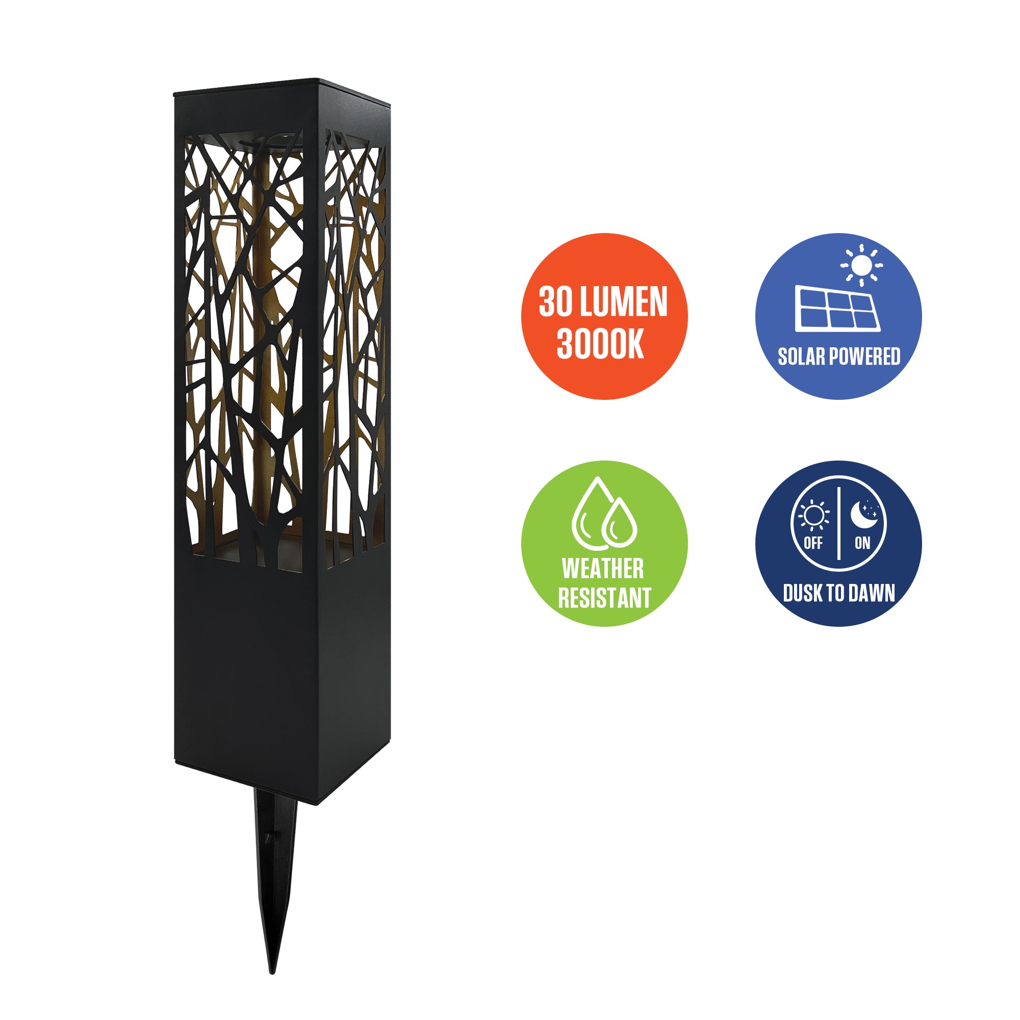 30 Lumens LED Solar Bollard Set – 5-Pack (3000K Warm White)
