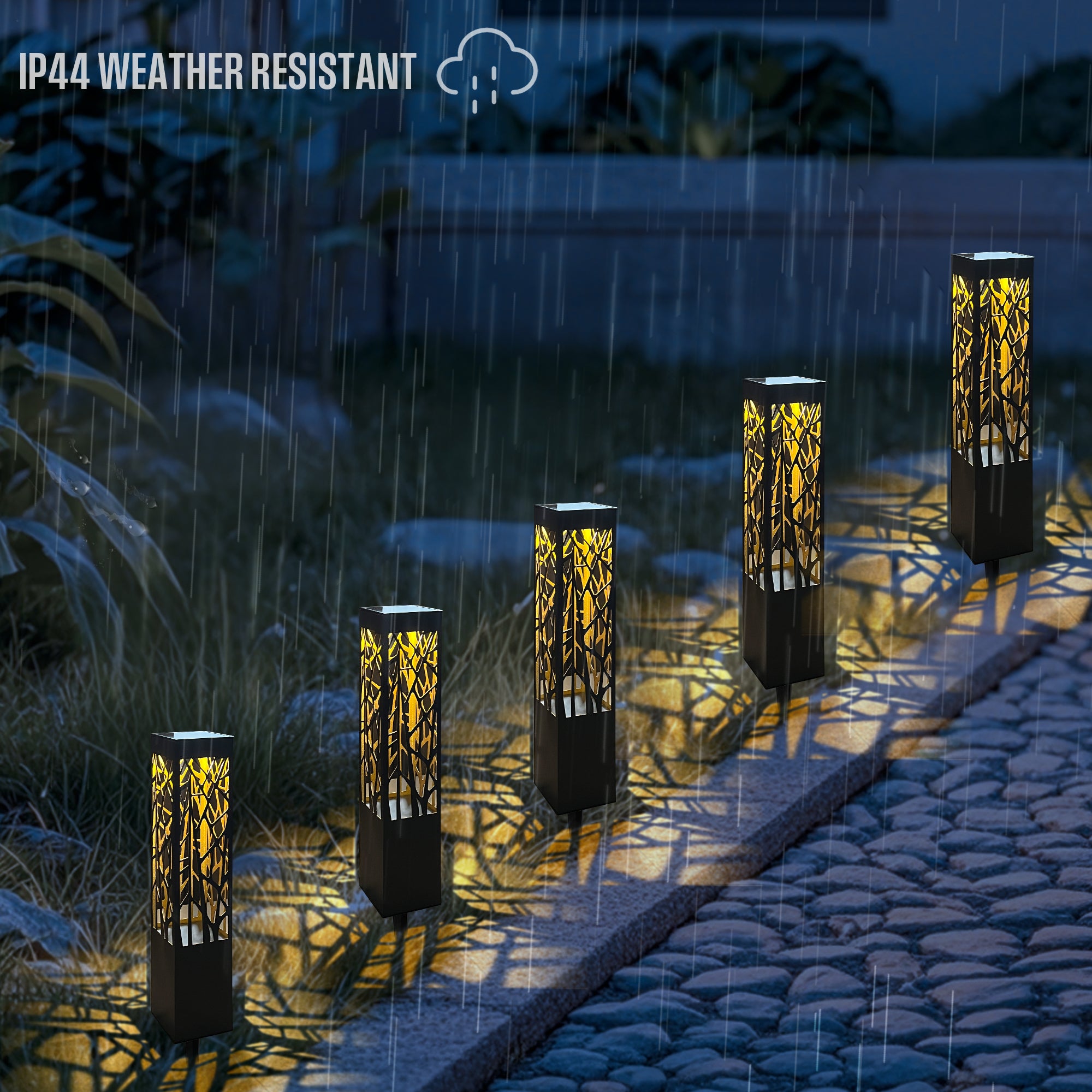 30 Lumens LED Solar Bollard Set – 5-Pack (3000K Warm White)
